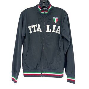 Italia Soccer Italy Embroidered Soccer Jacket-  Gray Zip Down- Size Small